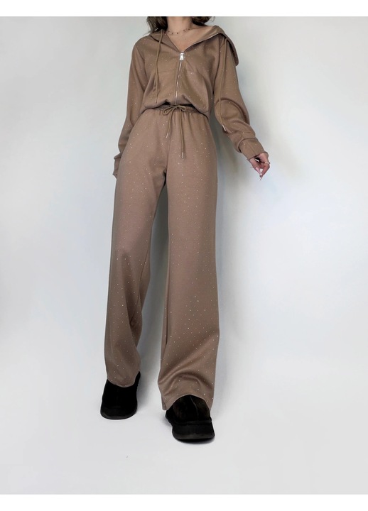 Compleu dama, model Enya, bej, pantalon evazat, one size