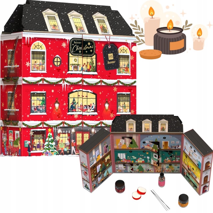 Адвентен календар със свещи Hiskin, ексклузивен комплект, 24 броя, многоцветен