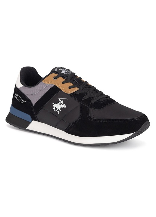 Férfi teniszcipő, Beverly Hills Polo Club, textil anyag, fekete, lapos talp