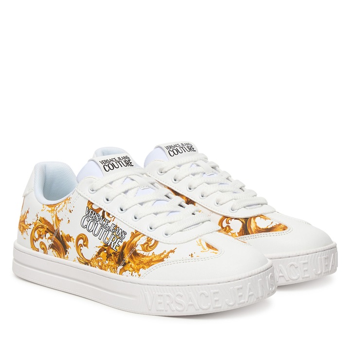 Férfi tornacipő, Versace Jeans Couture, 80YA3SK6 ZSE04, természetes bőr, fehér