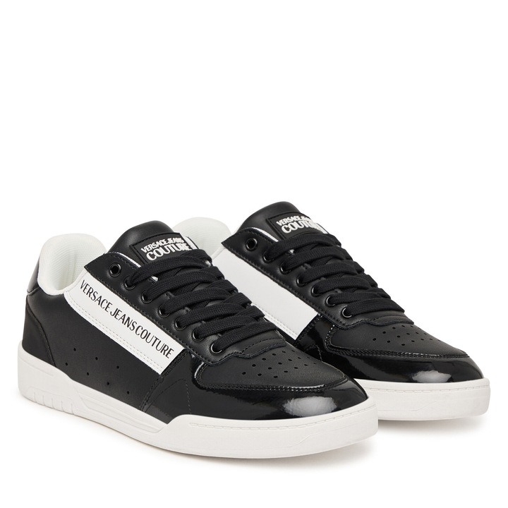 Férfi tornacipő, Versace Jeans Couture, természetes bőr, fekete, minimalista design