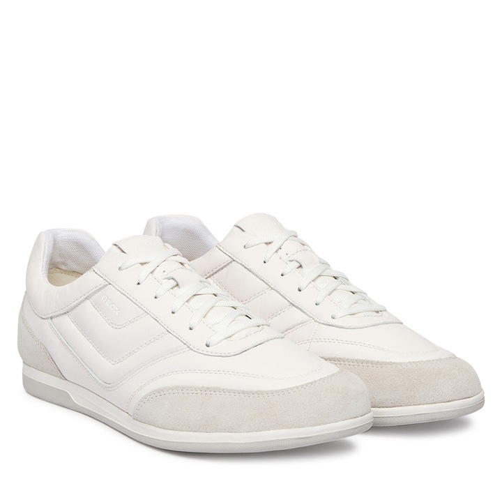 Férfi tornacipő, Geox, természetes bőr, fehér