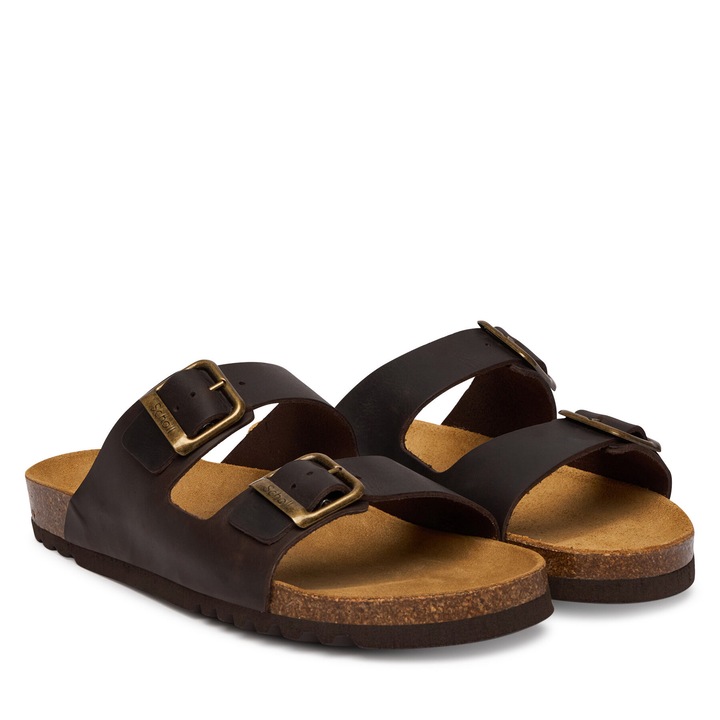 Papuci barbati, Scholl, piele naturala, negru