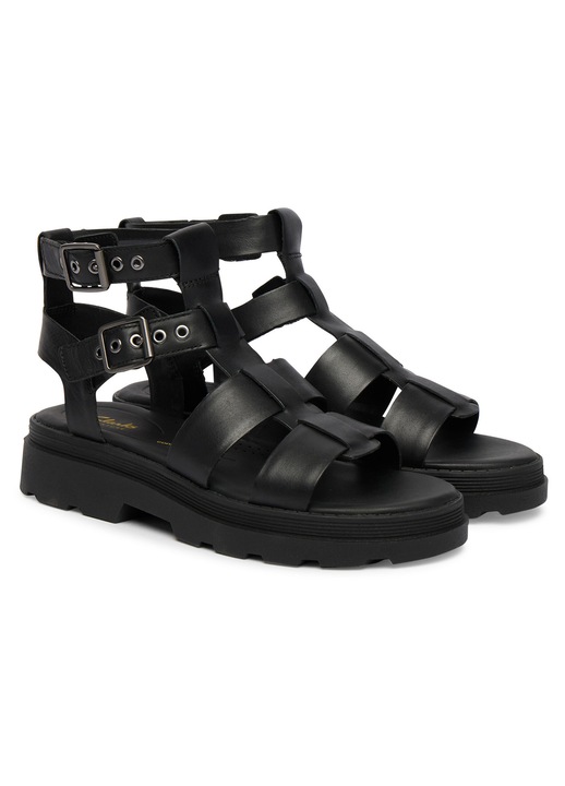 Sandale dama, Clarks, piele naturala, negru, 41 EU