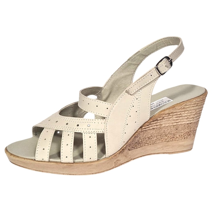 Sandale dama din piele naturala cu platforme 200801, Bej