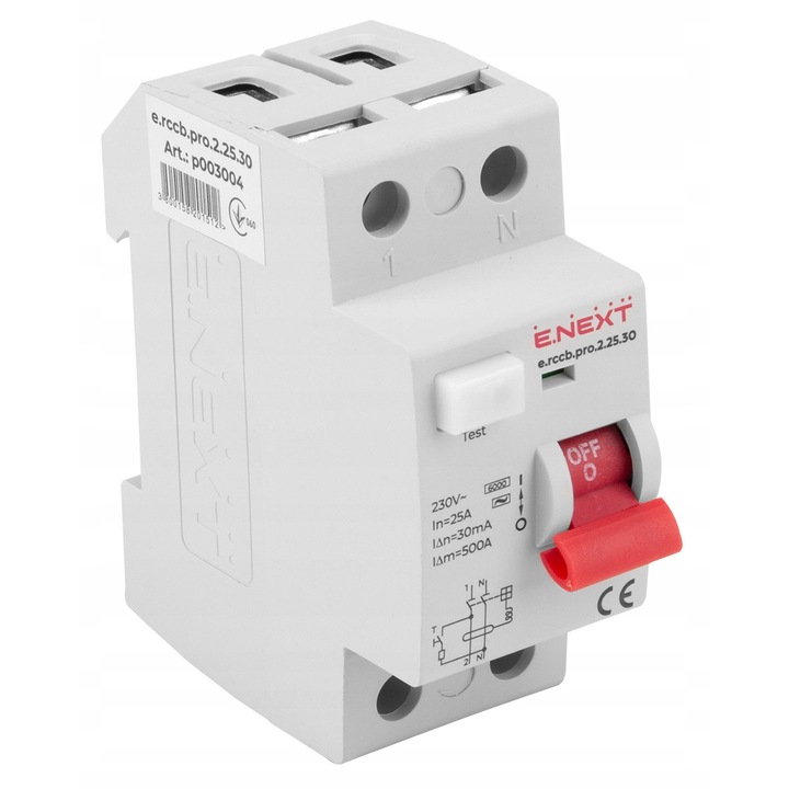 Siguranta electrica 2P 25A 30mA, IP20, E.NEXT