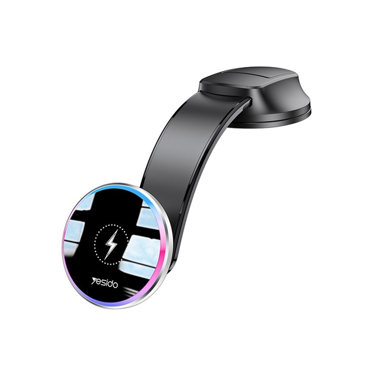 Suport auto cu incarcare wireless Yesido C292, Montare bord si parbriz, Indicator LED, Brat flexibil, 15W, Negru