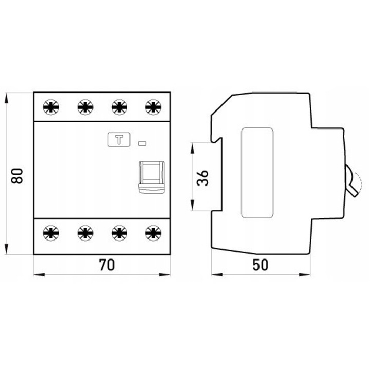 Dispozitiv de protectie diferentiala 4 poli, 63A, 30mA, IP20, montaj pe sina DIN 35mm