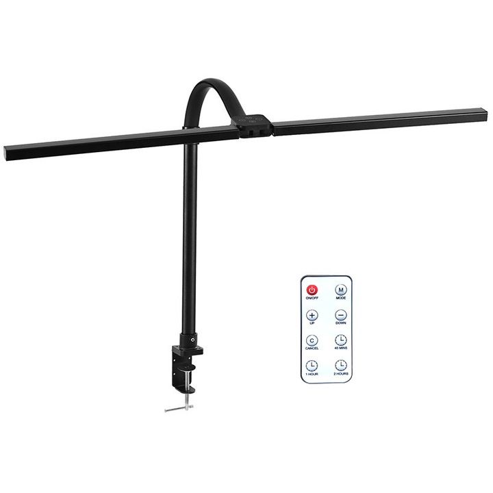 Duueyct LED lámpa, 24W, időzítővel, távirányítóval, kétfejes kialakítás, állítható magasság 32.7 inch, fekete