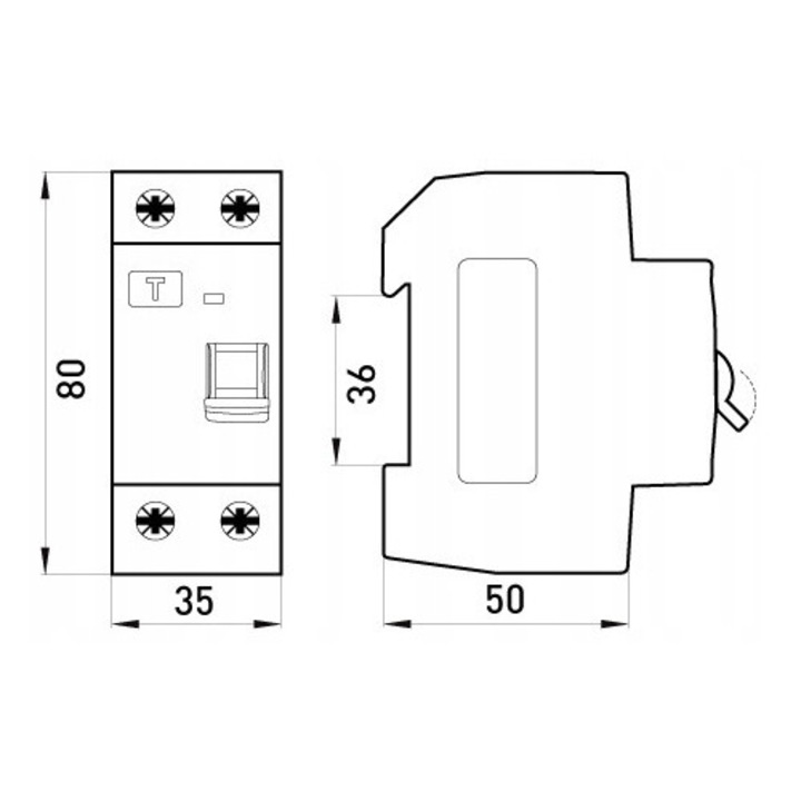 Dispozitiv de protectie diferentiala 2P 40A 30mA TYP-AC, IP20, montaj pe sina DIN 35mm