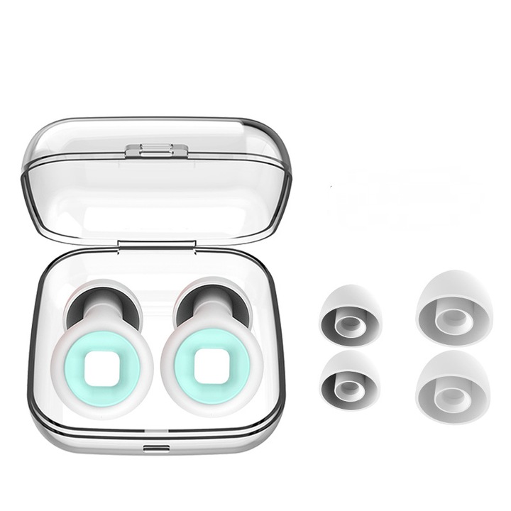 Dopuri de urechi, 28dB reducere zgomot, reutilizabile, 2 dimensiuni, alb/verde