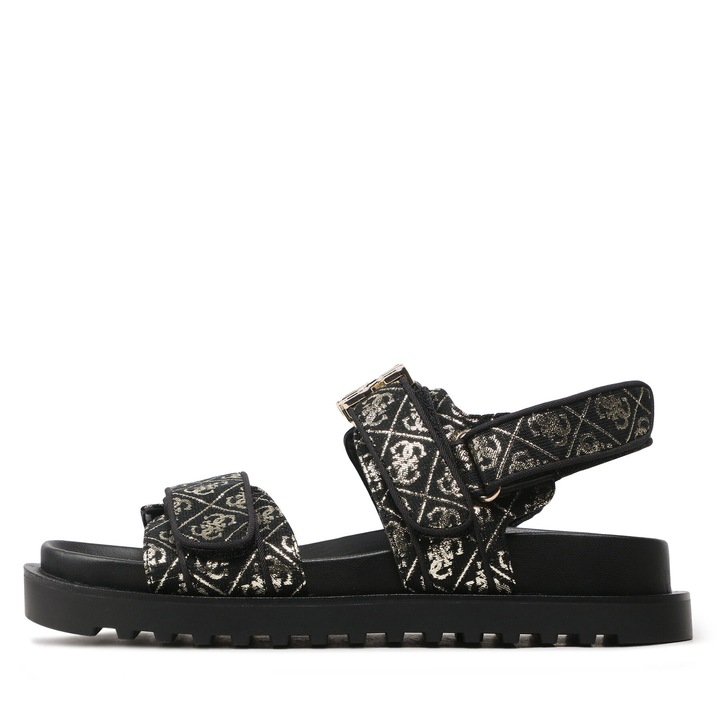 Sandale dama, Guess, material textil, negru, sistem inchidere Velcro, 41 EU