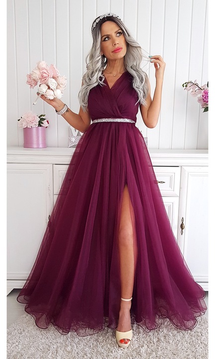 Rochie Kandor tulle, bordeaux, Bordeaux