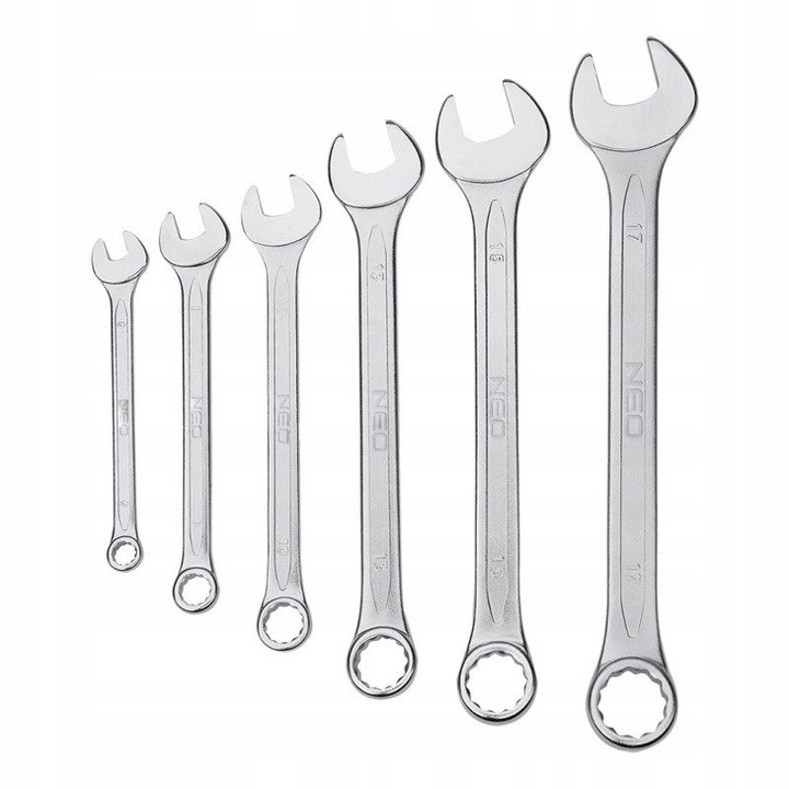 Set chei plasko-oczkowe 8 SZT, NEO Tools, 6-19 mm, etui textil