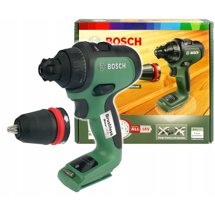Wiertarko-insurubatoare 18V AdvancedDrill, BOSCH, motor fara perii, cu mandrina rapida 13mm, set complet