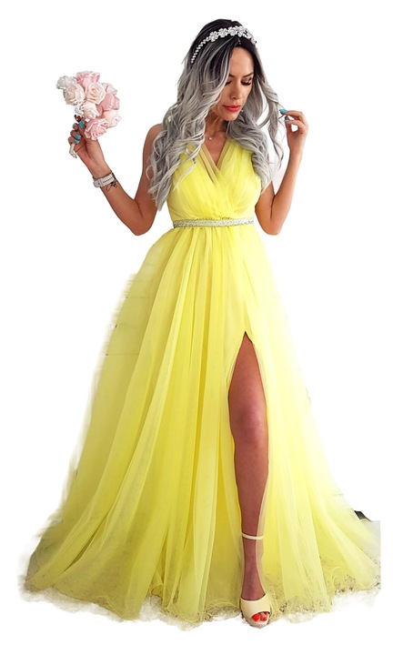 Рокля Kandordwqfwq, Жълт