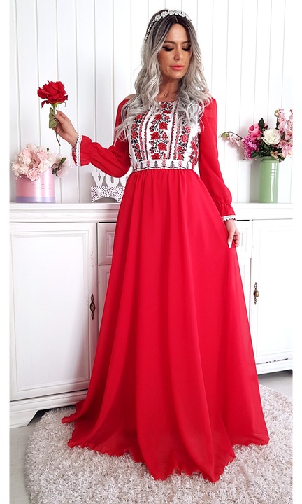 Rochie lunga rosu, Rosu