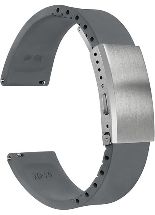 Curea de ceas din cauciuc FKM, gri, 22mm, rezistenta la apa si transpiratie, design ajustabil