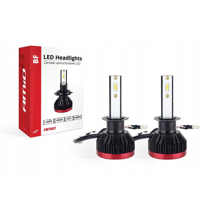 Becuri auto LED H1 AMIO ZESTAW 6000K, 3100lm, 50W, 7,1cm