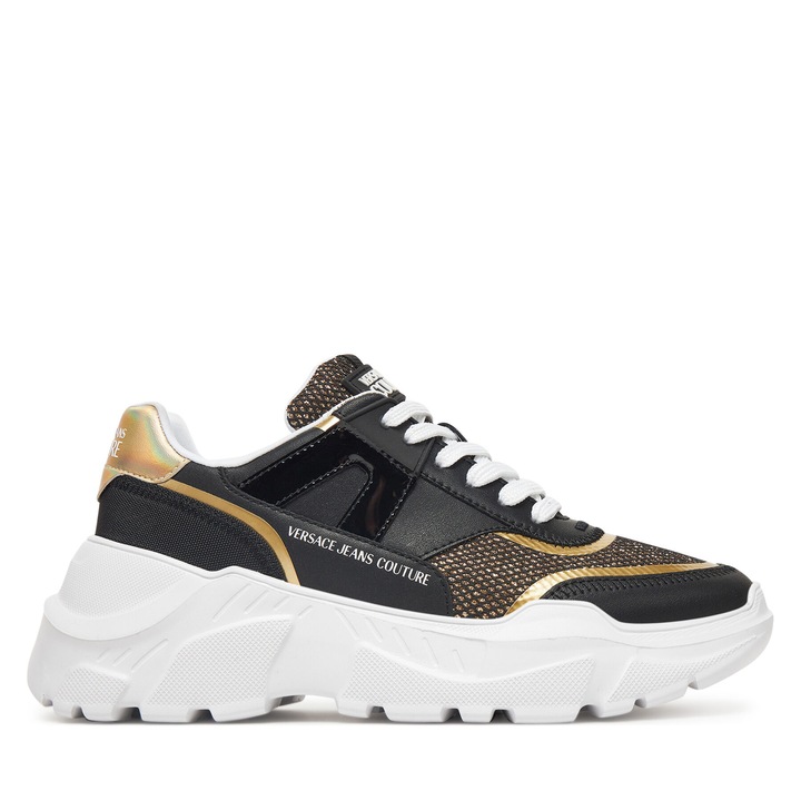 Női tornacipő, Versace Jeans Couture, természetes bőr, fekete, vastag talp, 41 EU