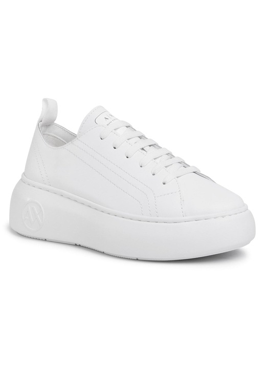 Női tornacipő, Armani Exchange, ökológiai bőr, fehér, kényelmes talpbetét, platform, 41 EU