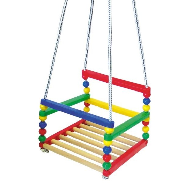 Leagan suspendabil din lemn pentru copii colorat