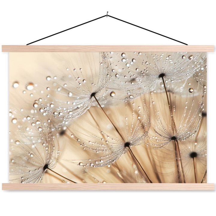 Poster textil cu sine magnetice din lemn, Abstract, Decorative, Living, Bucatarie, Modern Art, Decorarea peretilor Maro 60x40 cm