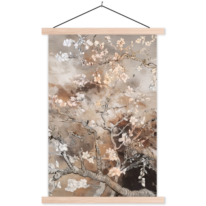 Текстилен постер с дървени магнитни релси, Абстрактен, Декоративен, Всекидневна, Кухня, Модерно изкуство, Декорация на стени Кафяв 60x90 см