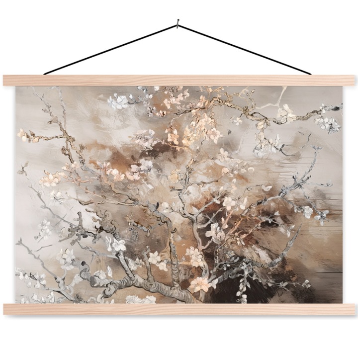 Poster textil cu sine magnetice din lemn, Abstract, Decorative, Living, Bucatarie, Modern Art, Decorarea peretilor Maro 60x40 cm