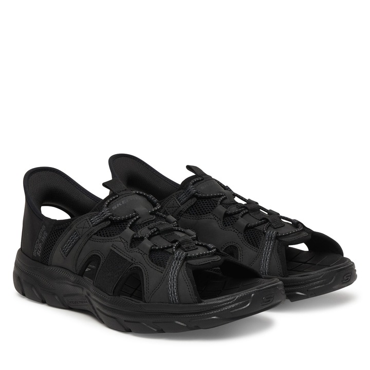 Sandale barbat, Skechers, piele ecologica, negru, EU