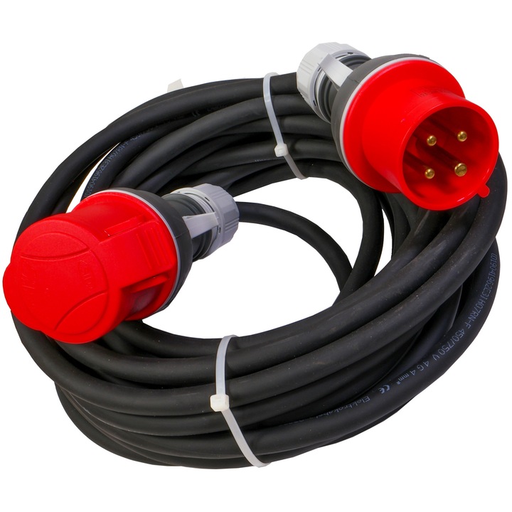 Prelungitor profesional 32A 4P 750V 45m, Cauciuc, Rezistent