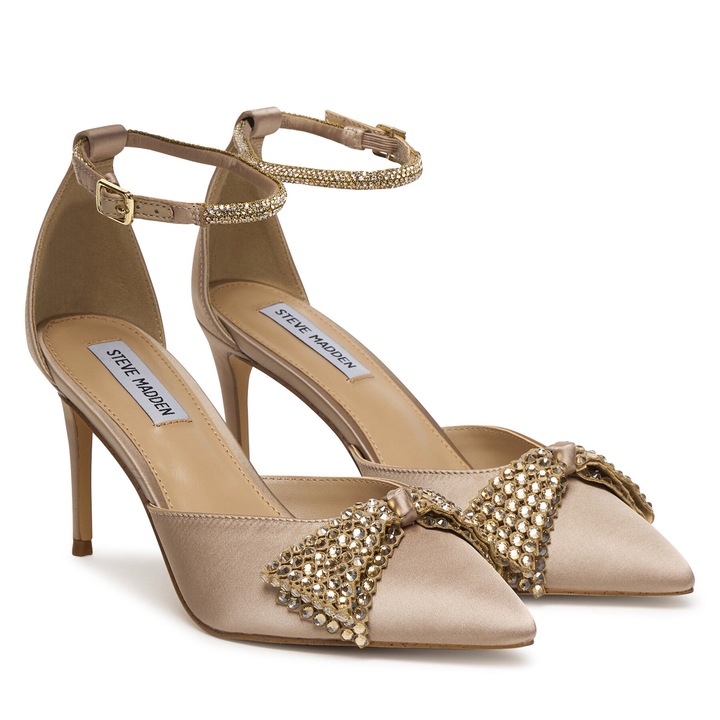 Pantofi dama, Steve Madden, stiletto, bej, sintetic, cu fundita, 41 EU