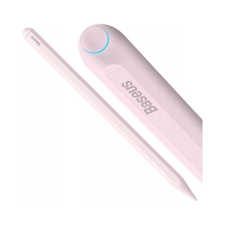 Stylus/creion digital Baseus Smooth Writing 2 SXBC060104, compatibil cu iPad, incarcare wireless magnetica, control inclinare (Tilt), palm rejection, varf inlocuibil, roz, 1 buc