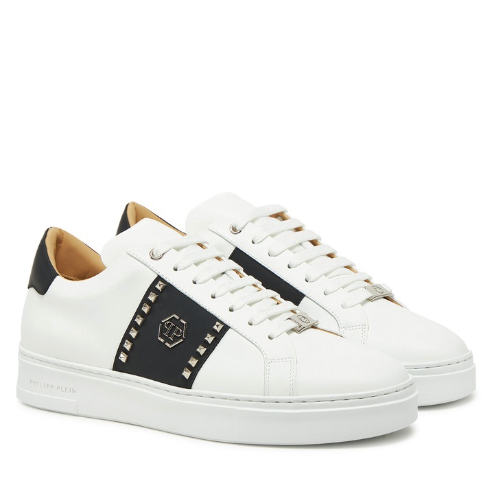 Philipp Plein tornacipő természetes bőrből, Fehér