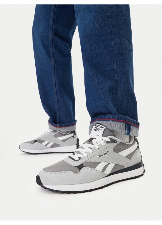 Férfi tornacipő, Reebok, valódi bőr, szürke, textil belső