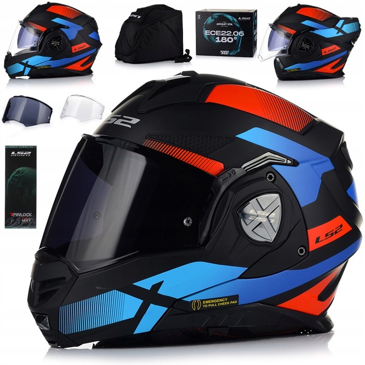 Casca moto, LS2 FF901, Advant X, Negru/Albastru, ECE 22.06, Protectie UV, Pinlock, XXL 63-64 cm