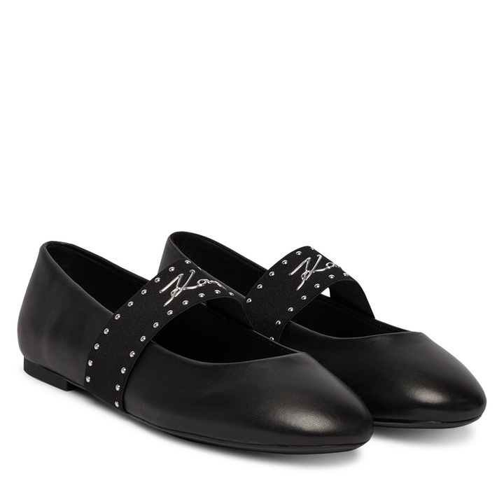 Balerini dama, Karl Lagerfeld, piele naturala, negru, interior sintetic, 41 EU