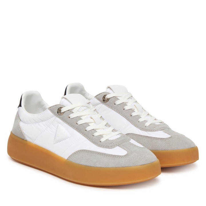 Tenisi dama Guess, material sintetic si piele intoarsa, alb, design original