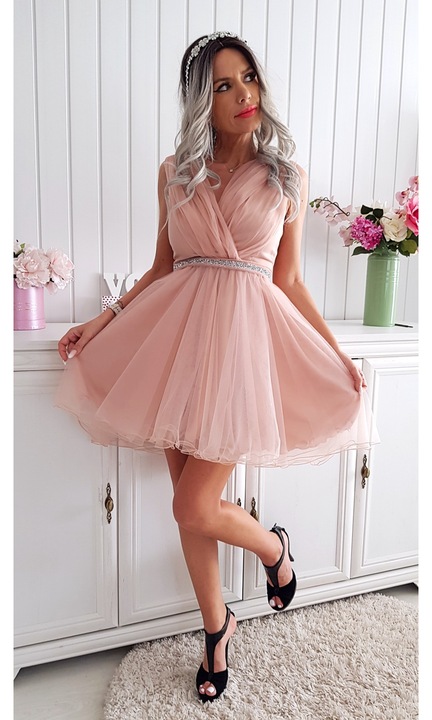 Рокля от тюл Portofino, прашно розоваfadsga, Прашно розово