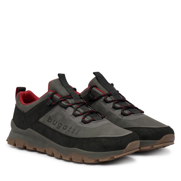 Férfi teniszcipő, Bugatti, természetes bőr, szürke, modern design, kényelmes