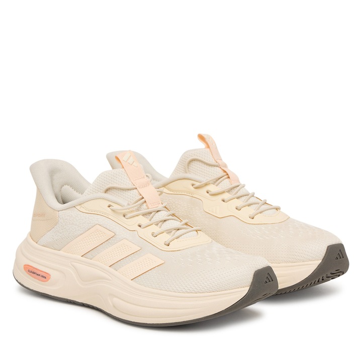Női adidas tornacipő, bézs, textil anyag, vastag talp, Cloudfoam technológia, 42 EU