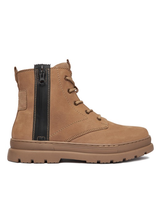 Ghete barbatesti, Lasocki, piele naturala, bej, fermoar, platforma stabila, 41 EU