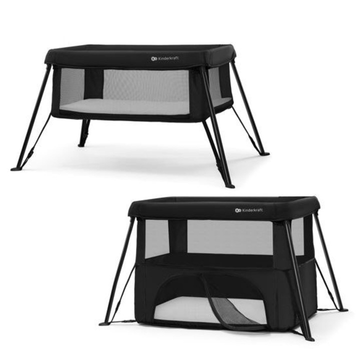 Patut bebe 3 in 1 Kinderkraft CAMI, negru, 93,5x62x55cm, greutate 5kg