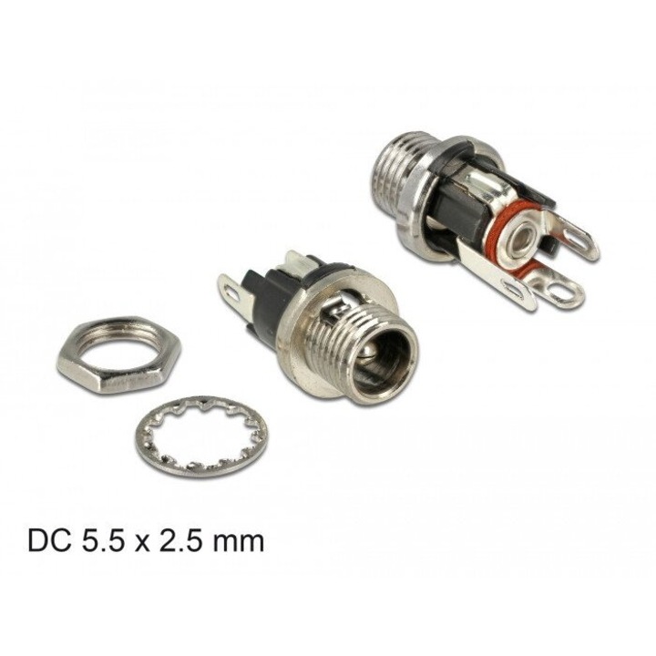 Conector DC 5.5x2.5x9.5mm Delock pentru montare