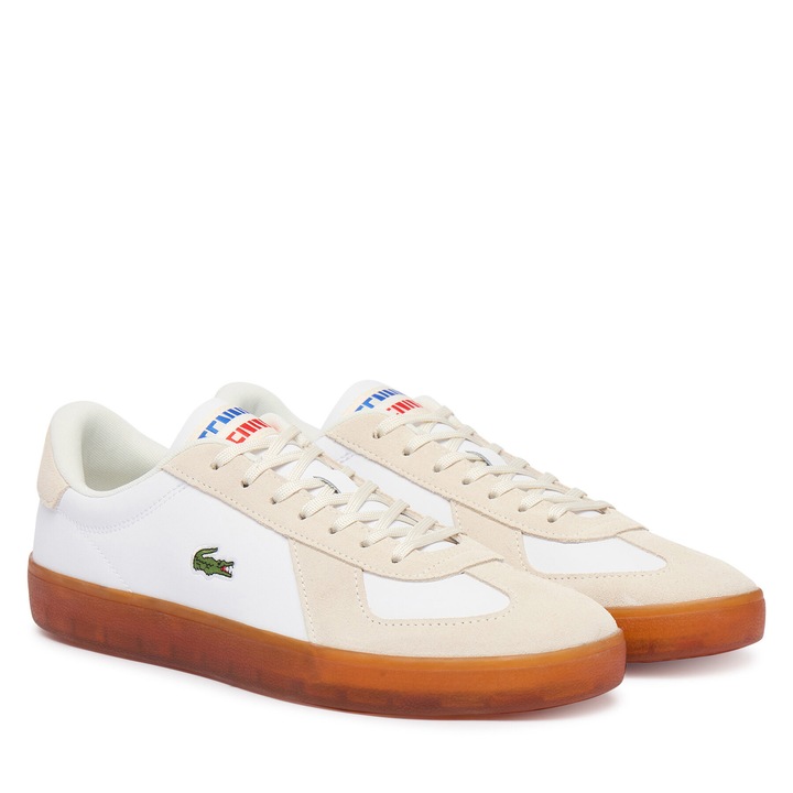 Мъжки кецове, Lacoste, естествена кожа, бели, елегантни, удобни