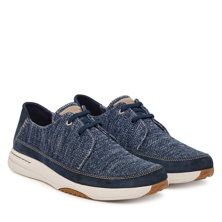 Férfi cipő, Clarks, szövet, kék, szintetikus anyag