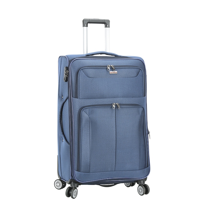 Extra nagy bőrönd Madisson XL, 86x52x32 cm, 37 cm, poliészter, feladott poggyászhoz, 4 dupla kerék, kódzár, SW55104, sötétkék