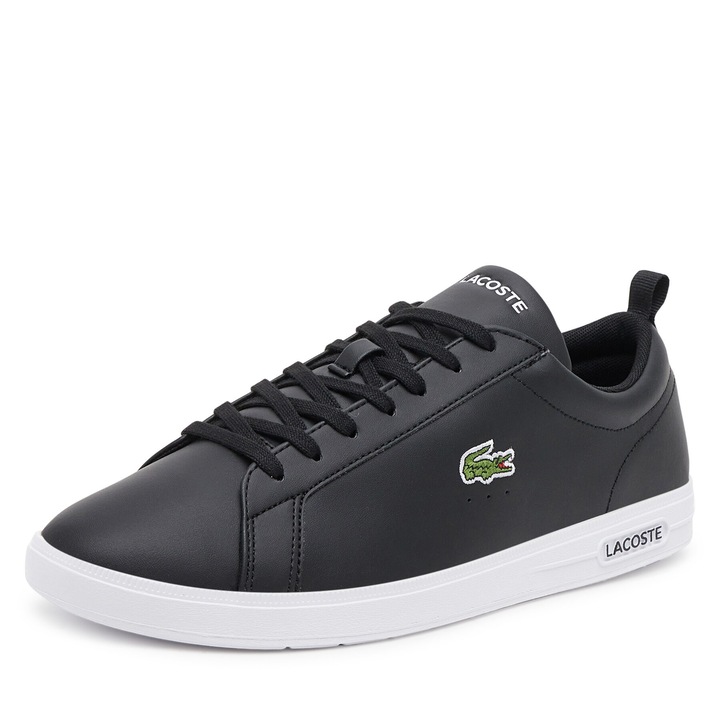 Férfi tornacipő, Lacoste, természetes bőr, fekete, textil belső
