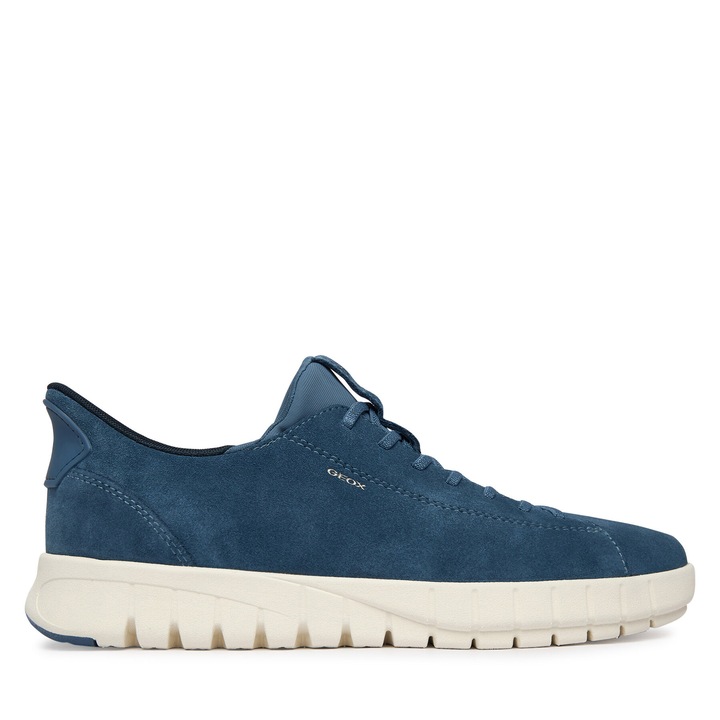 Férfi cipő, Geox, természetes bőr, kék, légáteresztő