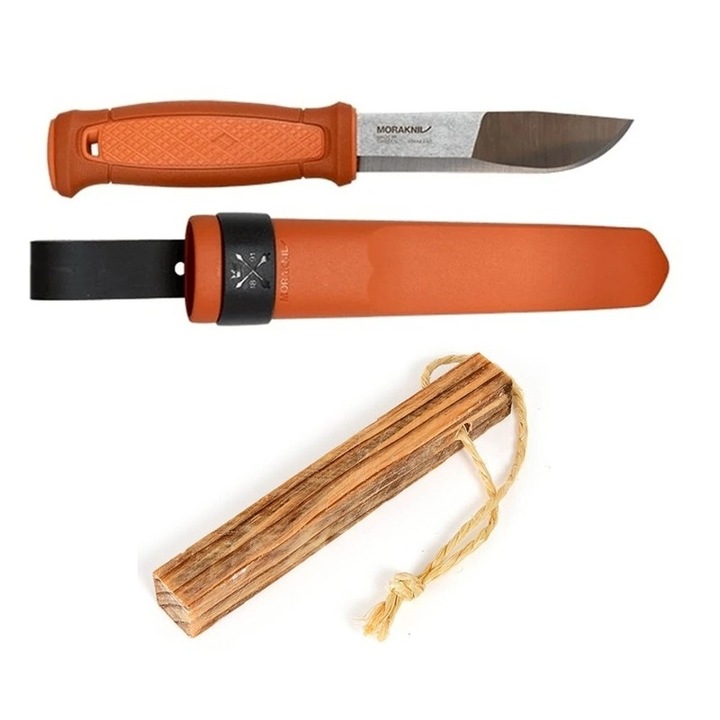 Pachet promo Cutit Morakniv Kansbol BURNT ORANGE si Iasca Tinder-on-a-Rope, Light My Fire